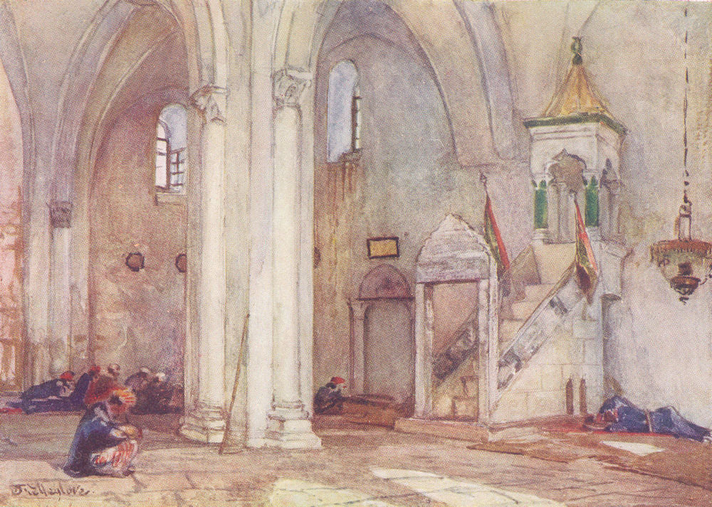 ISRAEL. Interior of Mosque at Samaria 1902 old antique vintage print picture